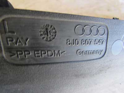 Audi TT Mk2 8J OEM Front Wheel Spoiler Mud Flap, Left 8J0807547 2008 2009 2010 2011 2012 2013 2014 20153